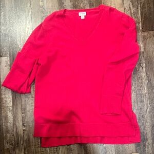 J. Crew Bold Red V-Neck Sweater